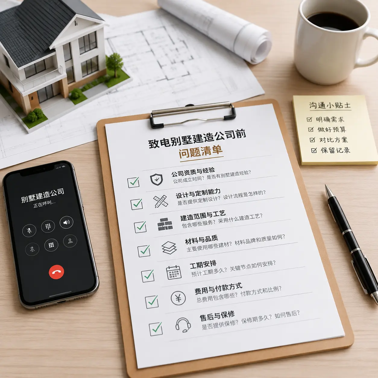 在麻江拨打别墅建造公司电话前的准备工作